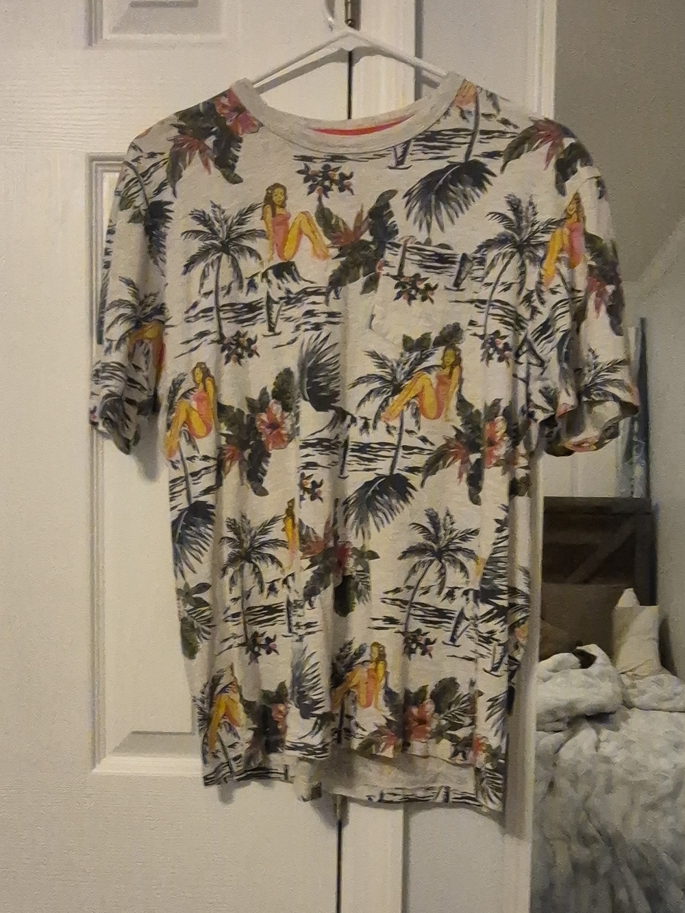Alexander Julian White Tropical Palm Print Crewneck Tee